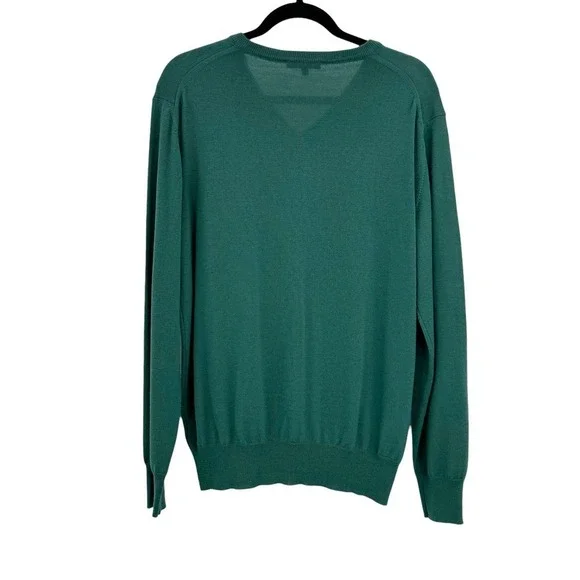 Ledbury V-Neck Extra Find Merino Wool Pullover Sweater Long Sleeve Green Size XL